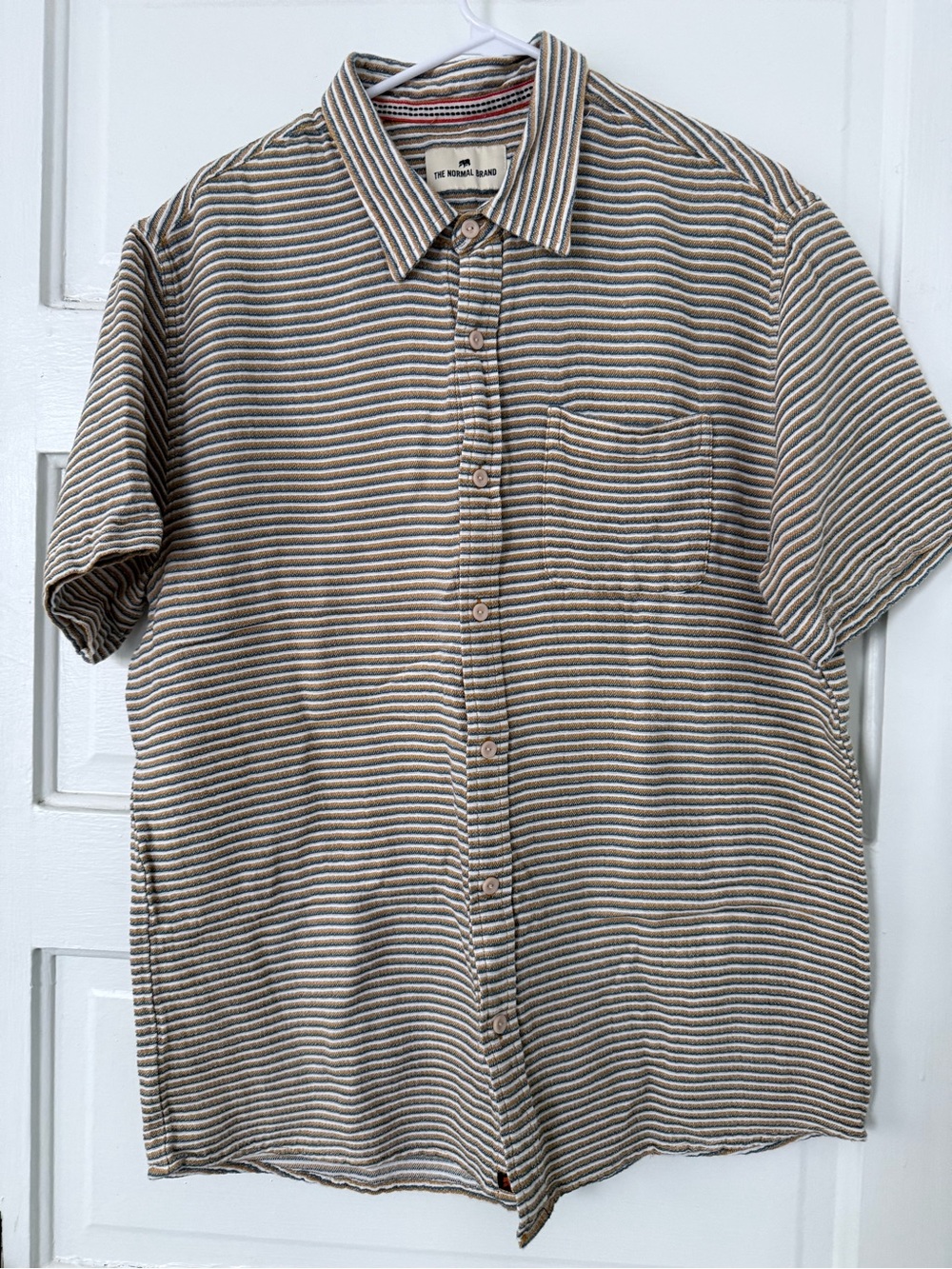 The Normal Brand Men's Short-Sleeve Striped Shirt - yellow/White/blue